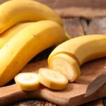 Bananas on a cutting board