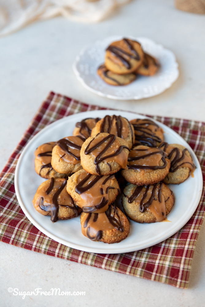 Sugar-Free Low-Carb Keto Caramel Thumbprint Cookies